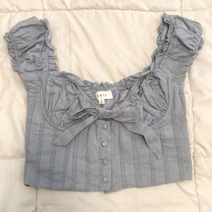 Mable Ruffle Crop Top With Cleavage Underwire Light Blue Size S